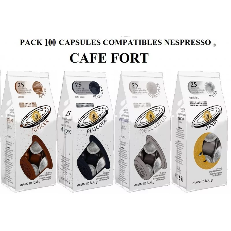 Pack Cafés Forts x 100 Compatibles Machine à Café Nespresso®