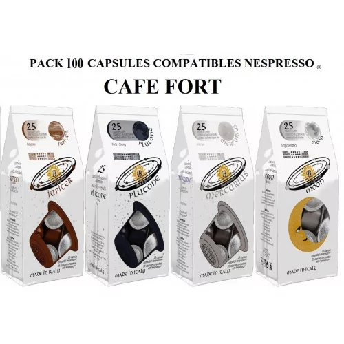 Pack Promotion 100 Capsules Café Fort Compatible Machine à Café Nespresso