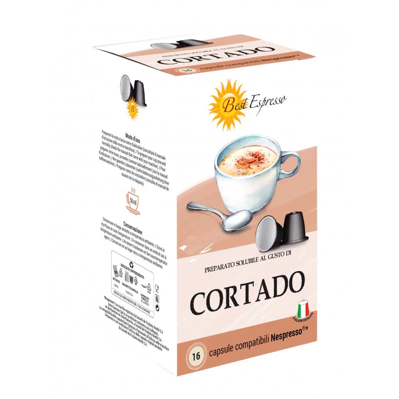 Macchiato Cortado Capsules Compatibles Machiné à Café Nespresso® x16