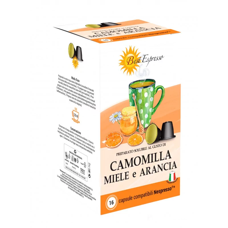 Thé Camomille Miel Orange Capsules Compatibles Machiné à Café Nespresso® x16