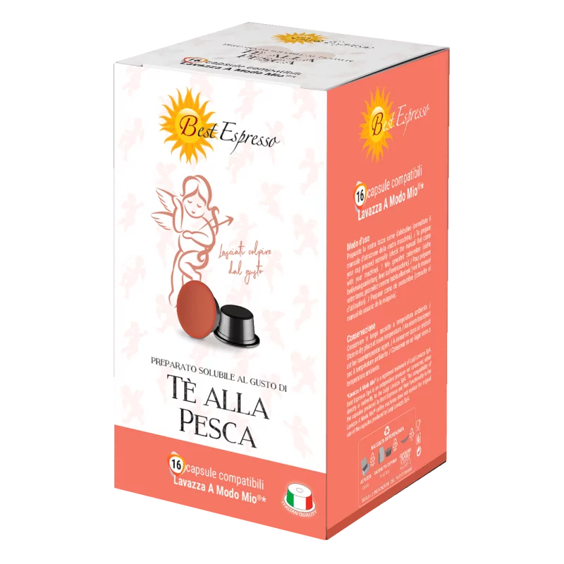 Thé Pêche Capsules Compatibles Machine à Café Lavazza Modo Mio® x16