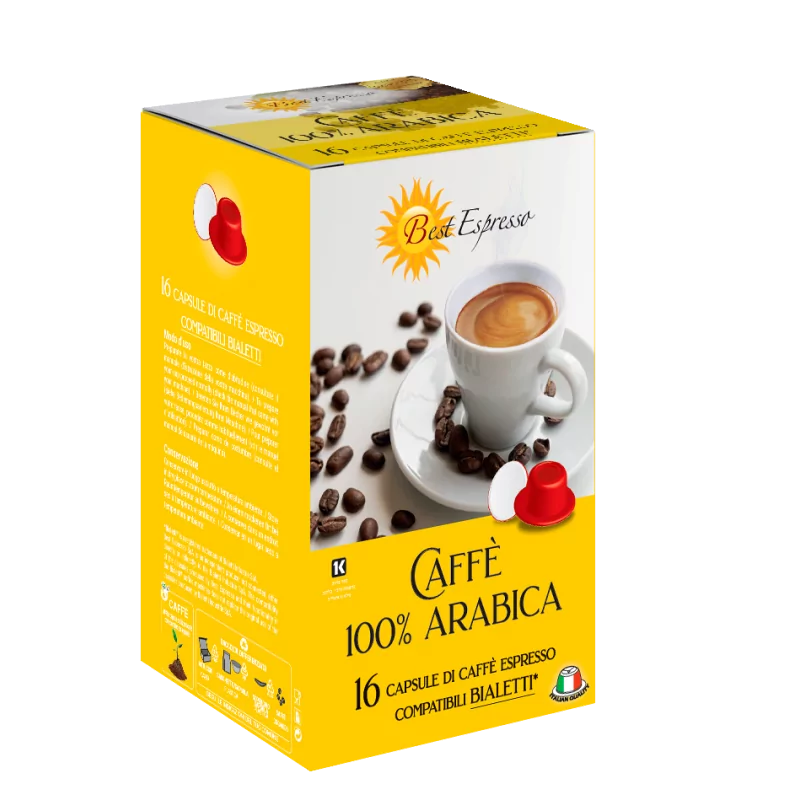 100% Arabica Capsules Compatibles Machine à Café Bialetti® x16