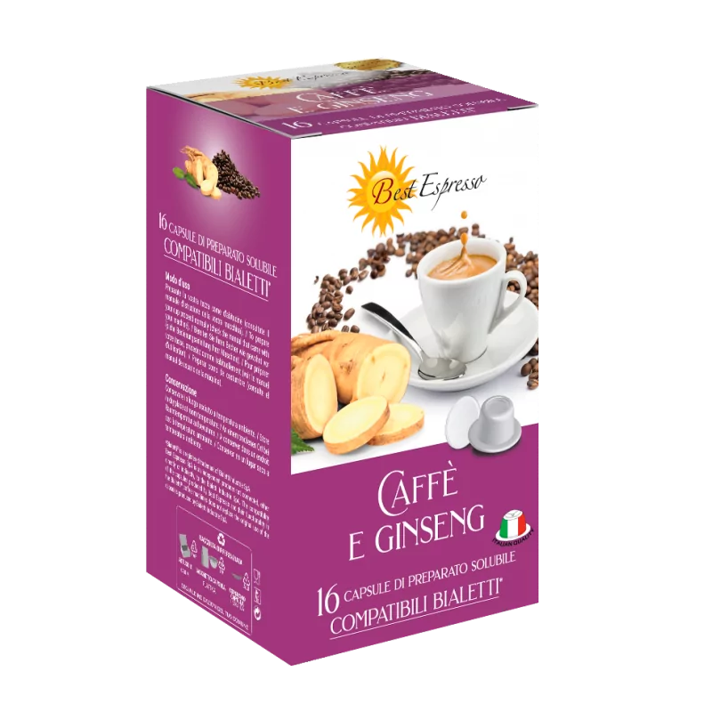 Ginseng Capsules Compatibles Machine à Café Bialetti® x16