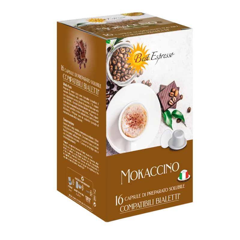 Mokaccino Capsules Compatibles Machine à Café Bialetti® x16