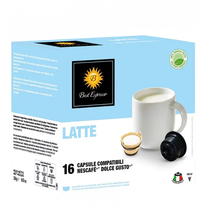 x16 Capsules Lait Compatibles Machine à Café Dolce Gusto®