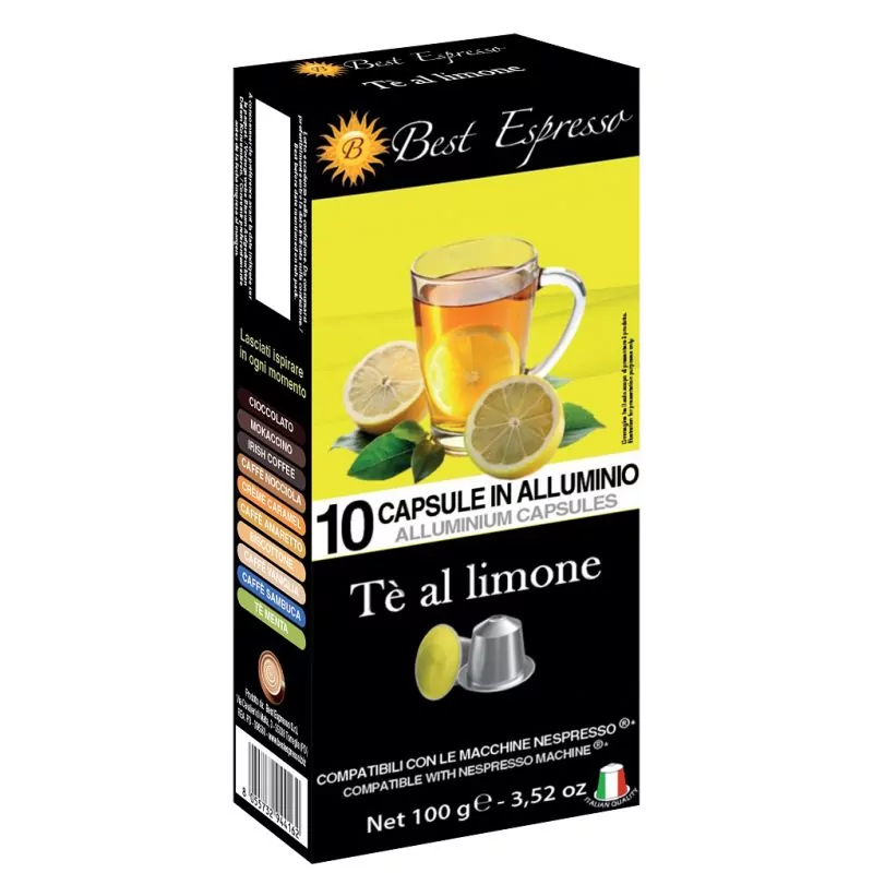 x16 Thé Citron Capsule Compatible avec Nespresso® Savoureux
