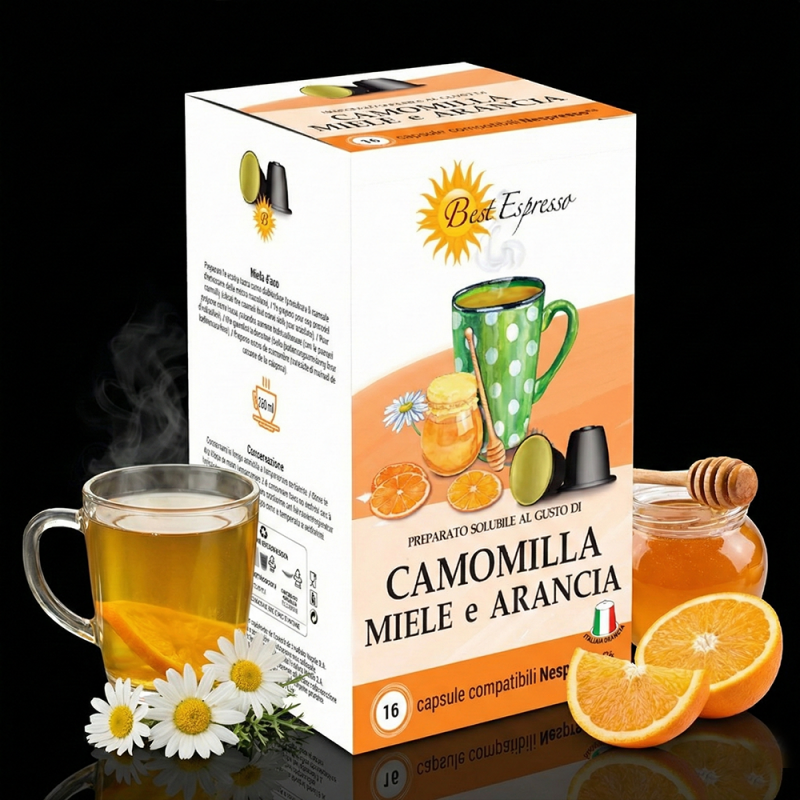 x16 Thé Camomille Miel Orange Compatibles Machine à Café Nespresso®