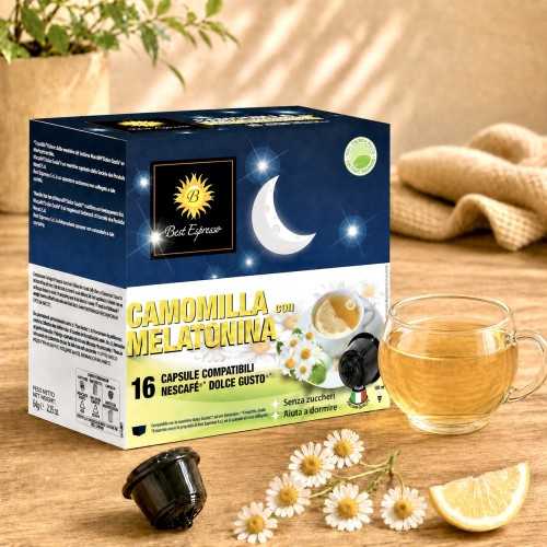 x16 Infusion Camomille Mélatonine Capsule Compatible Dolce Gusto® Détente assurée