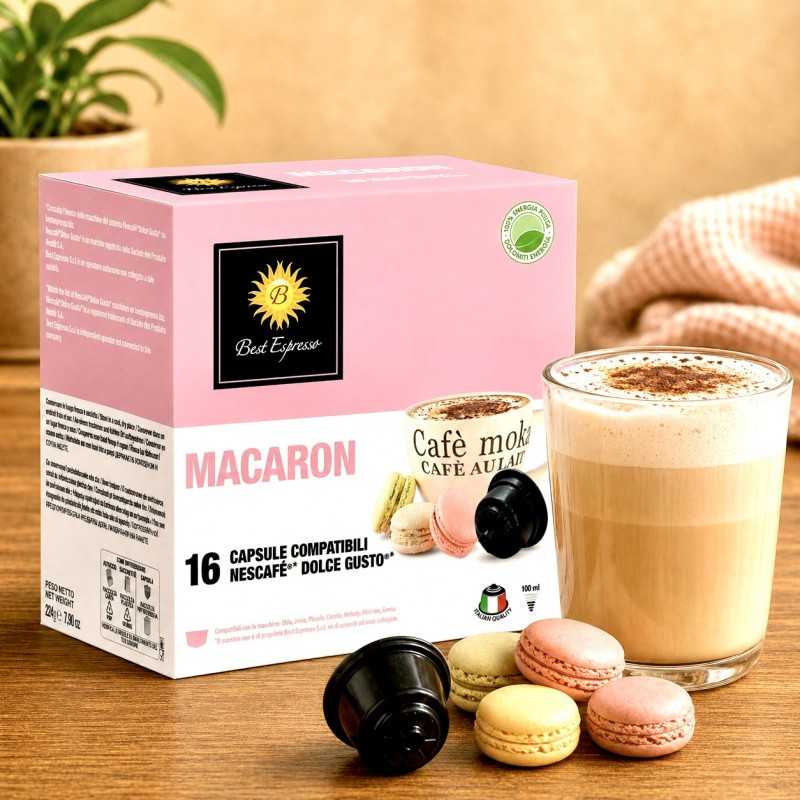 x16 Café Macaron Capsules Compatibles Machine à Café Dolce Gusto®