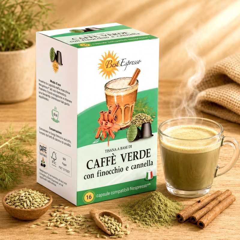 x16 Café Vert Fenouil et Cannelle Compatibles  Machine à Café Nespresso®