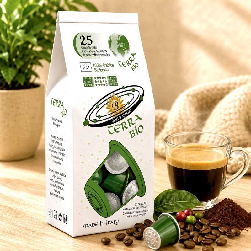 x25 Café Terra Bio 100% Arabica Capsules Compatibles Nespresso® Café Doux