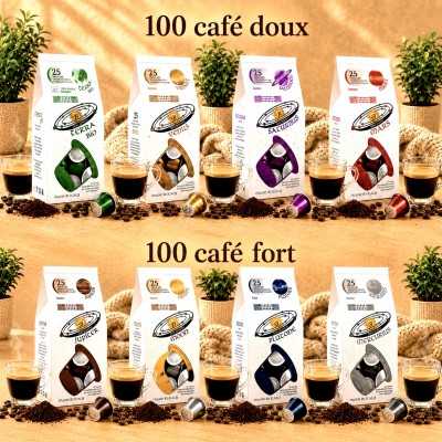 PACK DECOUVERTE CAFES FORT ET DOUX 200 CAPSULES