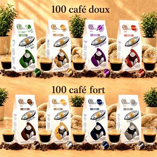 PACK DECOUVERTE CAFES FORT ET DOUX 200 CAPSULES
