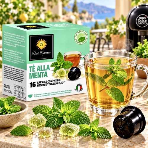 x16 Thé à la Menthe Capsule Compatible Dolce Gusto® Intense et Frais