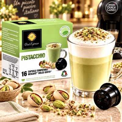 16 Café Pistache Capsules Compatibles Dolce Gusto