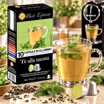 x10 Capsules Thé Menthe Compatibles Nespresso® Fraîcheur & Saveur Intense