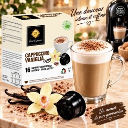 x16 Cappuccino Vanille Capsule Café compatible Dolce Gusto® Goût intense