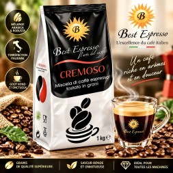 Café en Grains Cremoso 1kg - Best Espresso Arôme Intense et Mousse Onctueuse